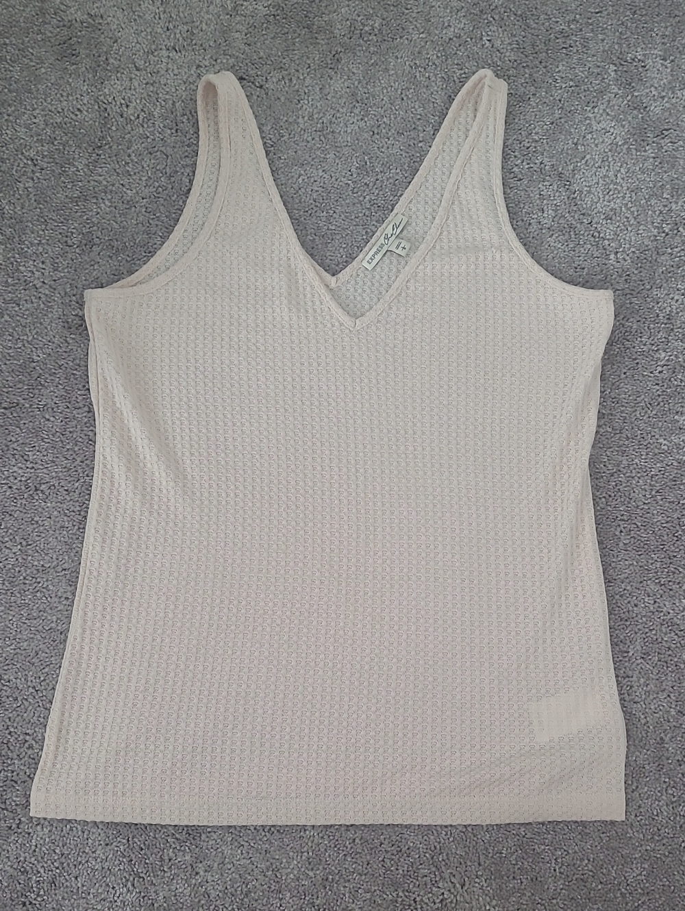 Express Cream V-Neck Knit Tank Top